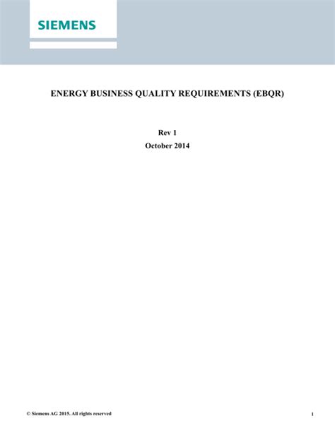 Siemens Energy Business Quality Requirements (EBQR) for AGT Suppli.